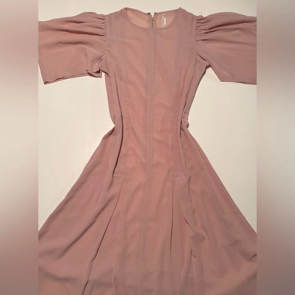 Anthropologie Pale Pink Puff-Sleeve Midi Dress - Picture 4 of 5